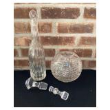 Decanter, Crystal Rose Bowl & Good Stoppers