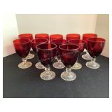 Twelve 5 1/2" Ruby Stemware