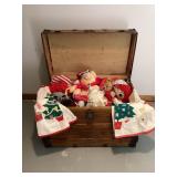 Vintage Flat Top Trunk with stuffed animals,