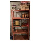 Orange Metal Shelf & Contents