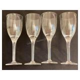 Four 8" Lalique Angel Champagne Flutes