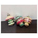 3 Vintage Shiny Brite UFO Ornaments