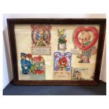 Framed Vintage Valentines, 18x13 1/2"