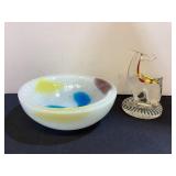 Art Glass Bowl & Deer