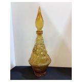 16" MCM Amber Colored Fruited Genie Bottle