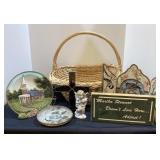 Basket of Religious & Bird Decor