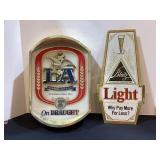 LA Beer Sign & Cardboard Blatz Board