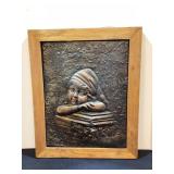 Large, Heavy Cast Iron Picture, 14x17 1/2"