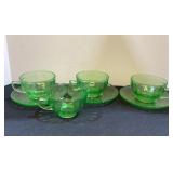 Uranium Glass Cups & Saucers, glows