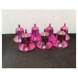 6 Vintage Pink Plastic Bells
