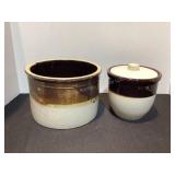 Two Crocks, large one is cracked, see picture