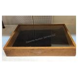 Wood Display Case with glass top, measures