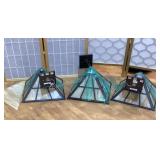 3 glass and metal wall sconces