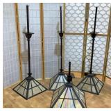 4 metal and glass hanging light fixtures