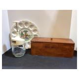 Wood Recipe Box, Chopper & Egg Plate