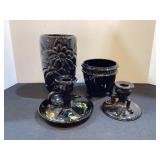 Royal Haeger Vase, Black & Amethyst Glass