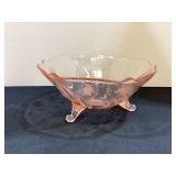 Footed Pink Depression Glads 8" Bowl