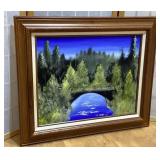 Canvas oil painting bridge scene