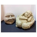 Resin Garden Decor, head & child in wings