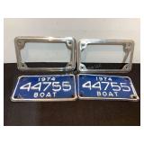 1974 Boat License Plates & Holders