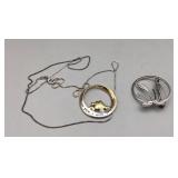 Sterling Chain, Pin & Teacher Pendant