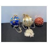 3 Handmade Vintage Beaded Ornaments