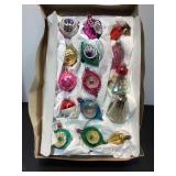 15 Vintage Glass Christmas Ornaments, some Shiny