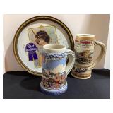 Strohï¿½s Steins & Heavy Pabst Tray