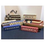 Americana Wooden Decor, 7 pieces, like new