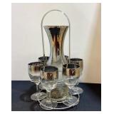 Silver Tone Ombre Stemware with Carafe & Holder