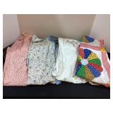 3 Vintage Aprons & Large Handmade Bag