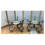 2 glass top end tables