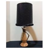 Vintage Pottery Lamp with good black shade