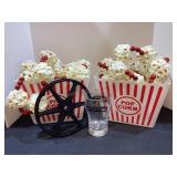 Popcorn Buckets, 4 68" Garlands, Reel & Glass