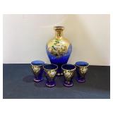 Cobalt Bohemian Carafe & Shot Glasses