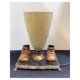 Vintage Lamp with Gilded Baby Shoes,