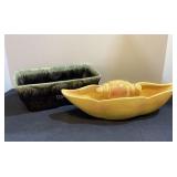 Hull Planter & Yellow Ceramic Planter, unmarked