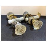 2 Vintage Glass Doorknob Sets