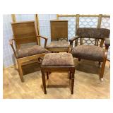 3 Chairs & Stool, matching upholstery