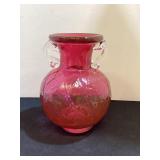 7" Cranberry Art Glass Vase