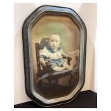 Vintage Baby Portrait in Domed Glass Frame, 12x18"