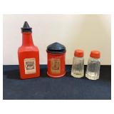 Vintage Red Kitchen Shakers with Oil & Vinegar