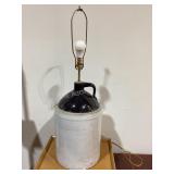 Large 5 Gallon Stoneware Jug Lamp, 10x34"
