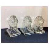 3 Glass Horse Head Bookends