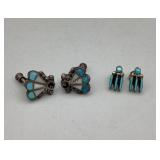 Sterling Screwback Earrings with Opal inlay &