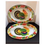 2 Vintage Enamel Turkey Platters, 17 1/2x13"