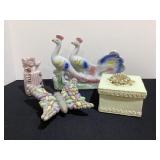 Vintage Peacock, trinket box, butterfly & Japan