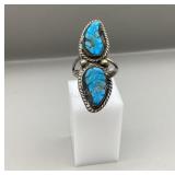 Unmarked Sterling & Turquoise Ring, Size  7 1/2