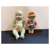 2 Vintage Bisque Dolls, one stamped Skippy
