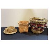 Three Accent Baskets; pine needle teacup